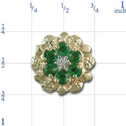 N318 14K 6 ROUND EMERALD DIAMOND NUGGET SLIDE 